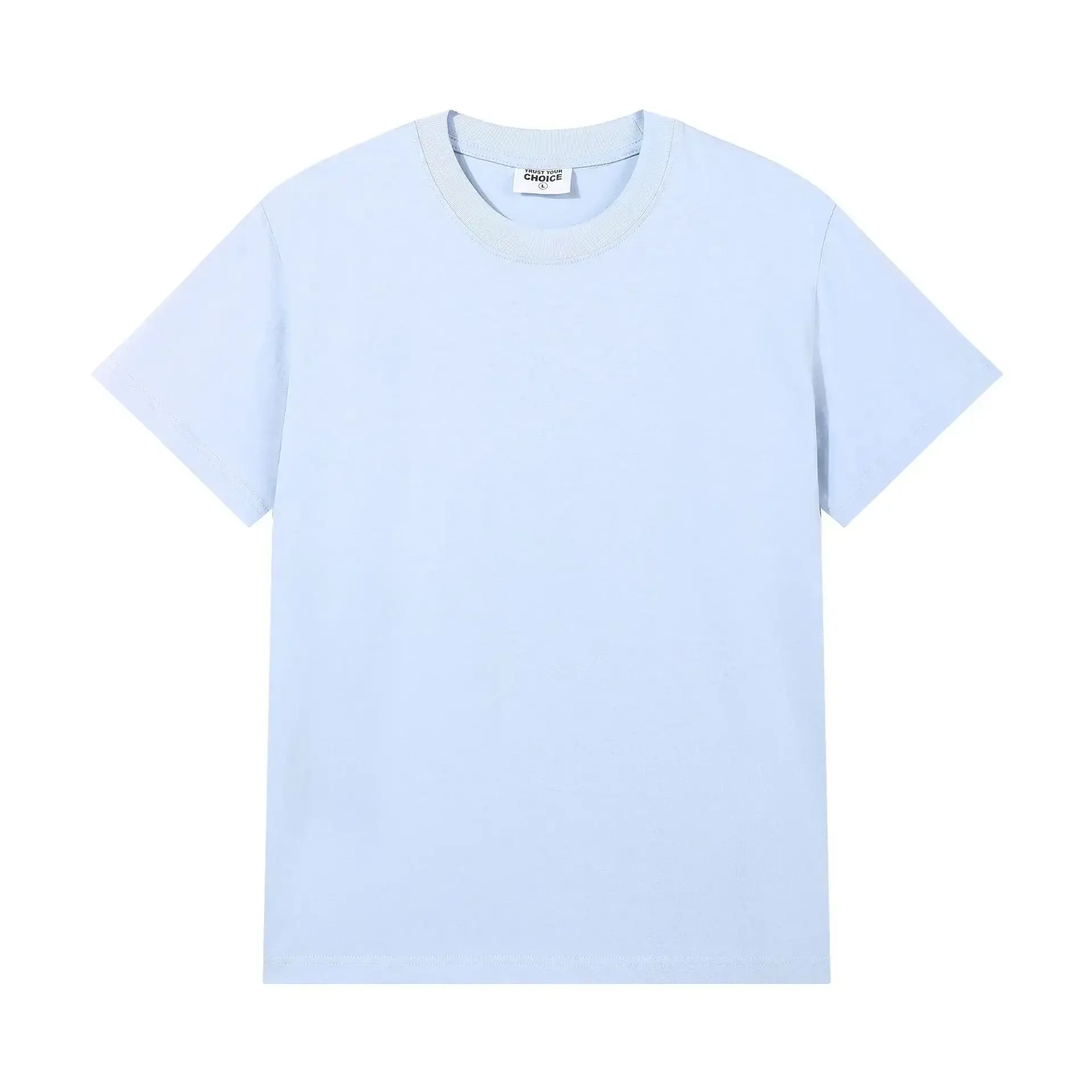 Men Women Summer Cotton Crewneck T-Shirt Light Green - Image 44
