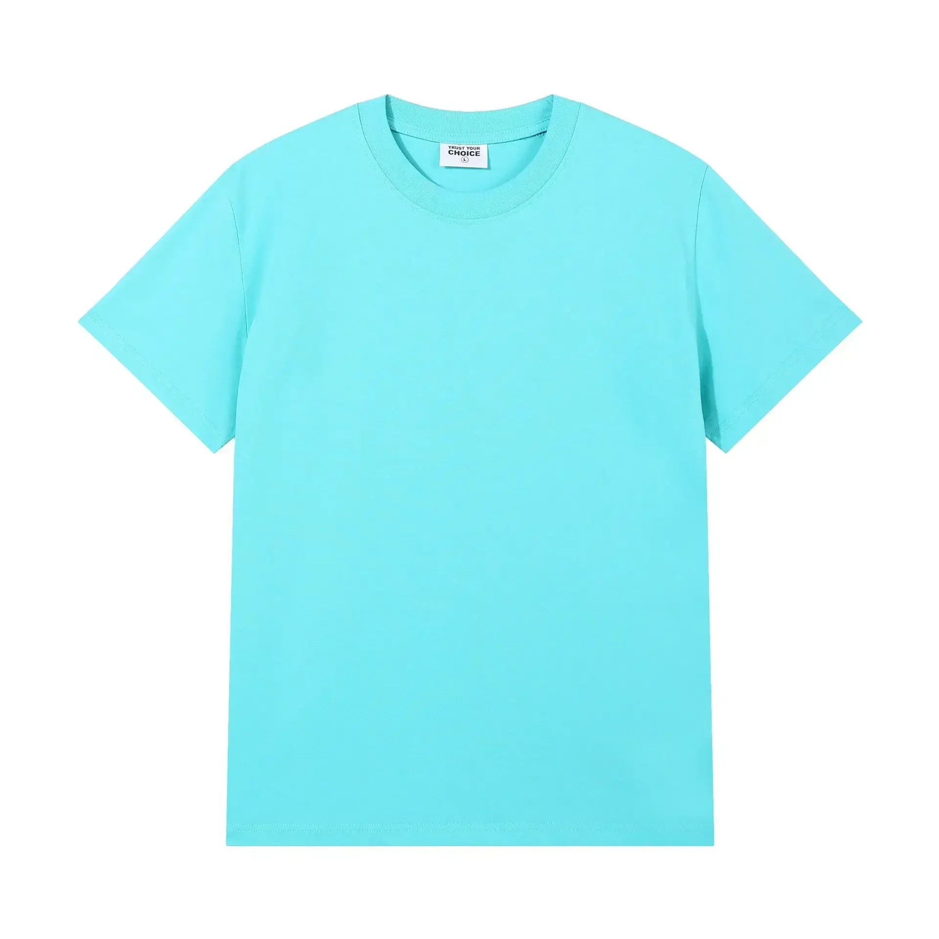 Men Women Summer Cotton Crewneck T-Shirt Light Green - Image 83