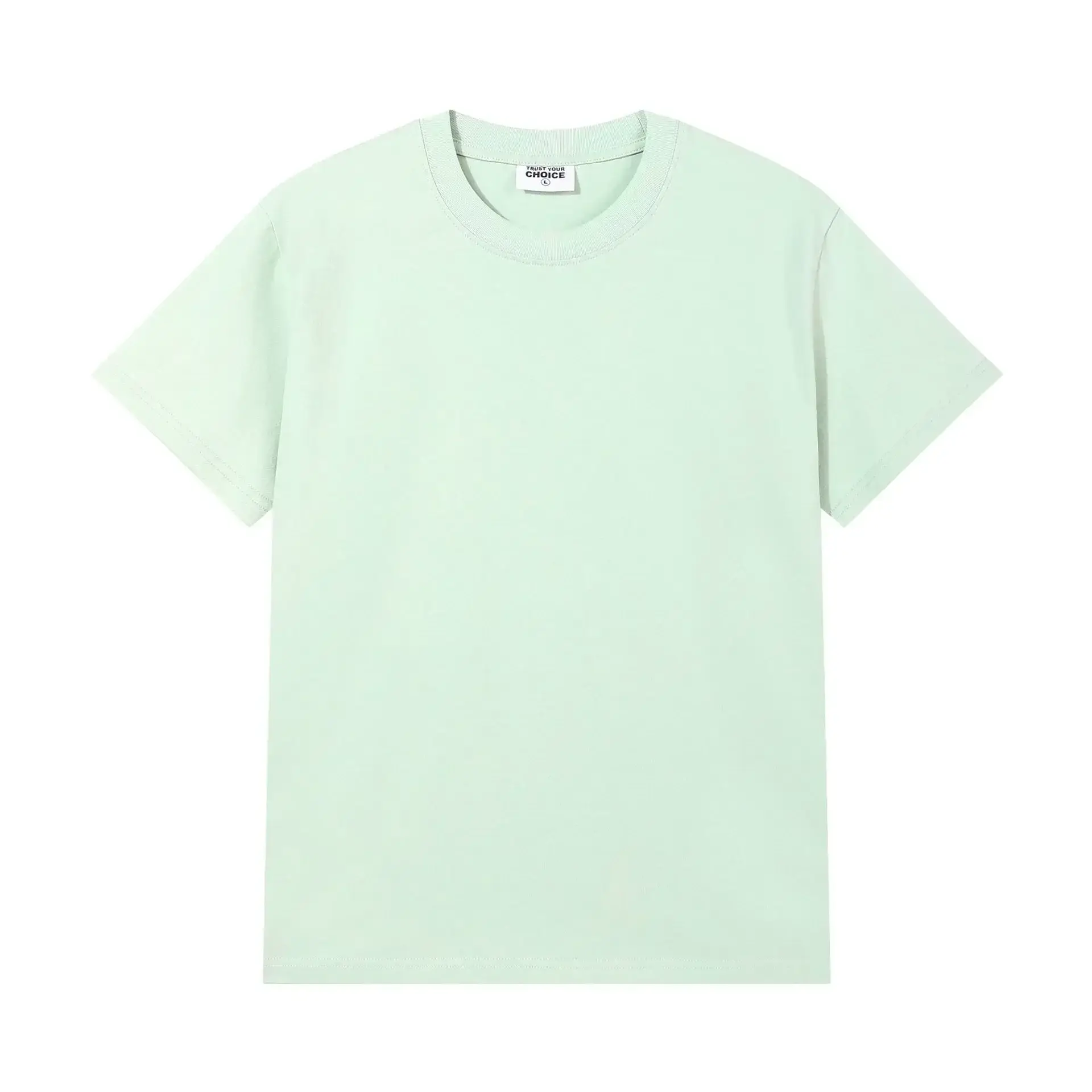Men Women Summer Cotton Crewneck T-Shirt Light Green - Image 94