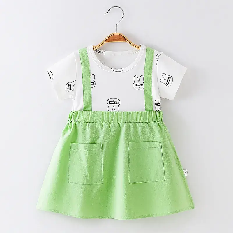 Girls' Pink Strap Dress Pure Cotton Summer New Arrival - Image 11