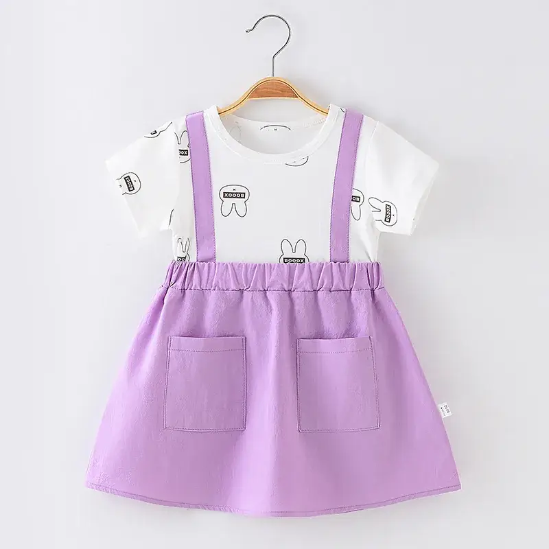 Girls' Pink Strap Dress Pure Cotton Summer New Arrival - Image 12