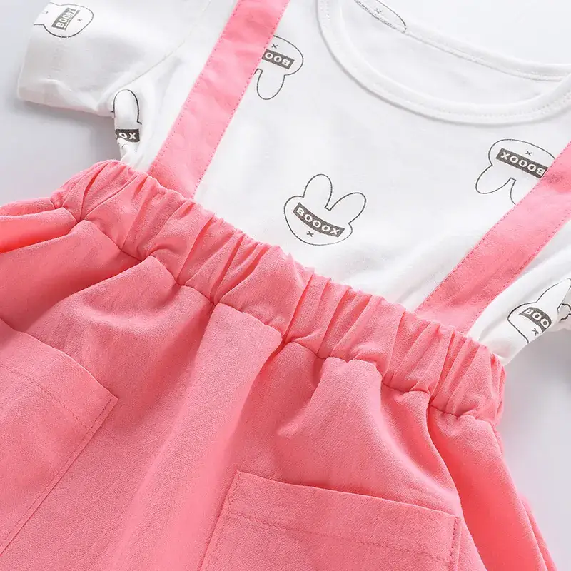 Girls' Pink Strap Dress Pure Cotton Summer New Arrival - Image 13