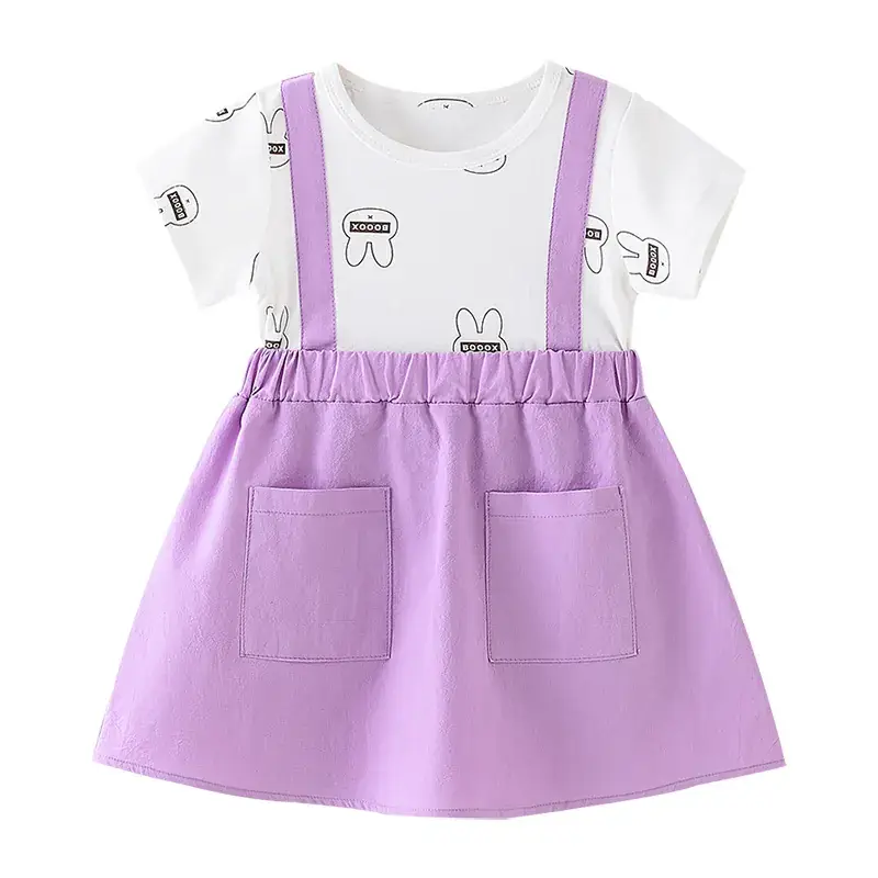 Girls' Pink Strap Dress Pure Cotton Summer New Arrival - Image 14