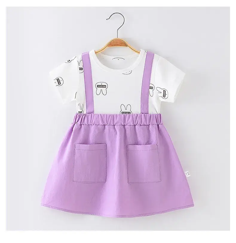 Girls' Pink Strap Dress Pure Cotton Summer New Arrival — feature 11