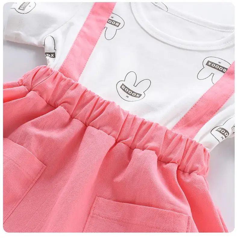 Girls' Pink Strap Dress Pure Cotton Summer New Arrival — feature 15