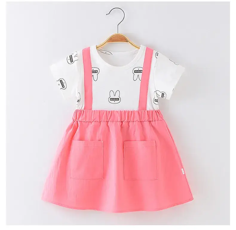Girls' Pink Strap Dress Pure Cotton Summer New Arrival — feature 9