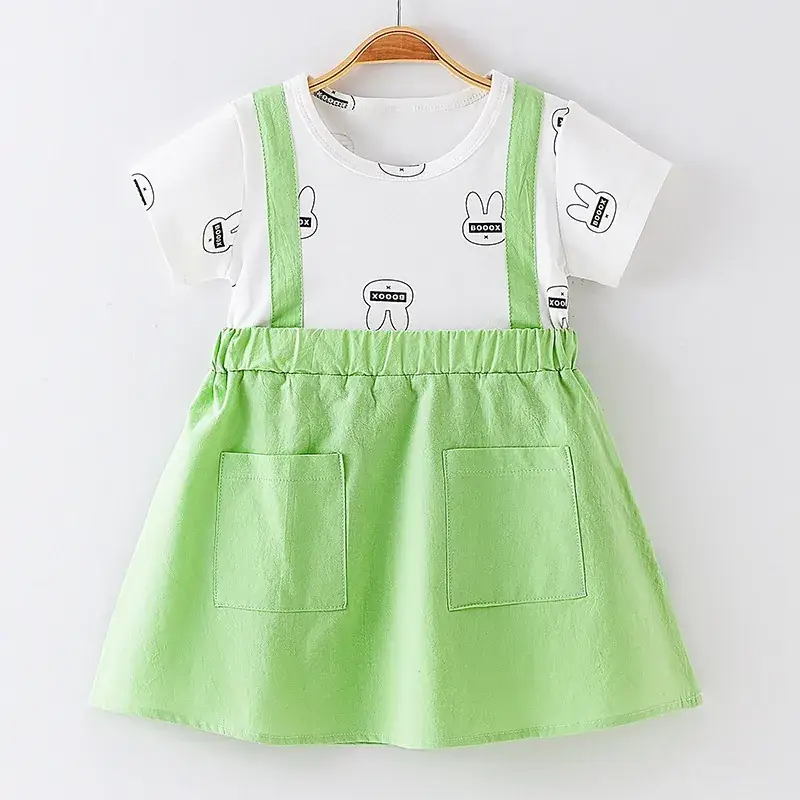 Girls' Pink Strap Dress Pure Cotton Summer New Arrival - Image 3