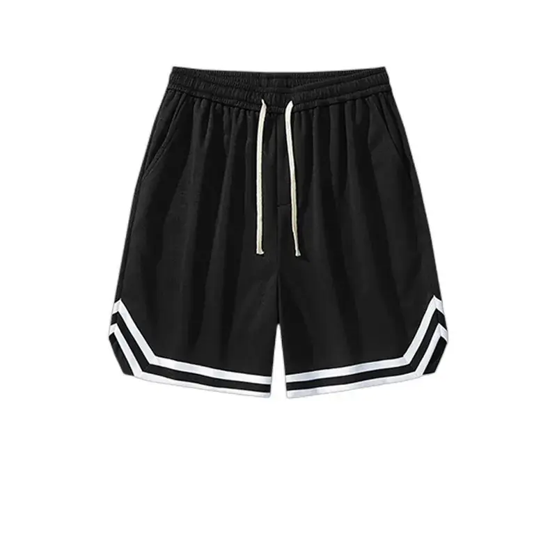 Men's White Black Striped Basketball Shorts