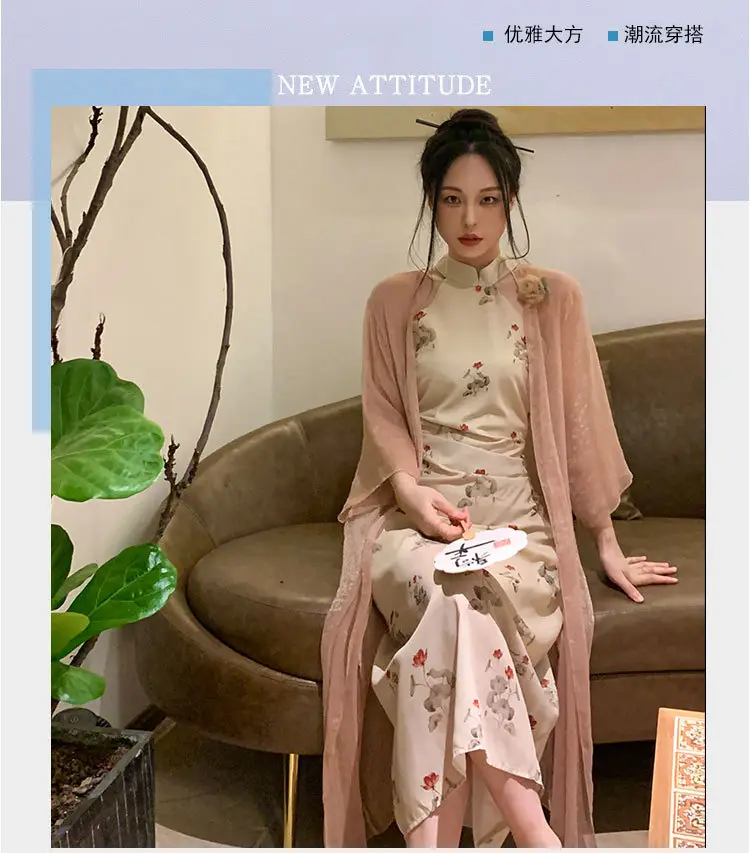 Plus Size Chubby Girls New Chinese Cheongsam Dress 2023 Spring — feature 2