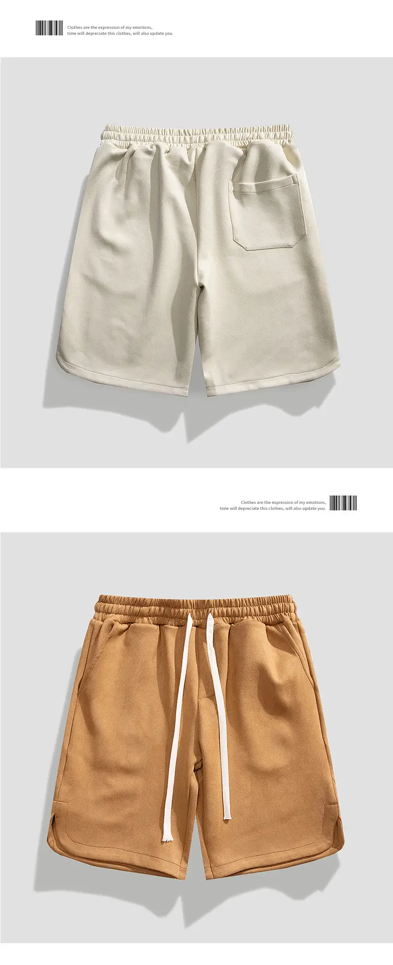 Men Drawstring Sports Shorts Gray Loose Summer Casual — feature 7