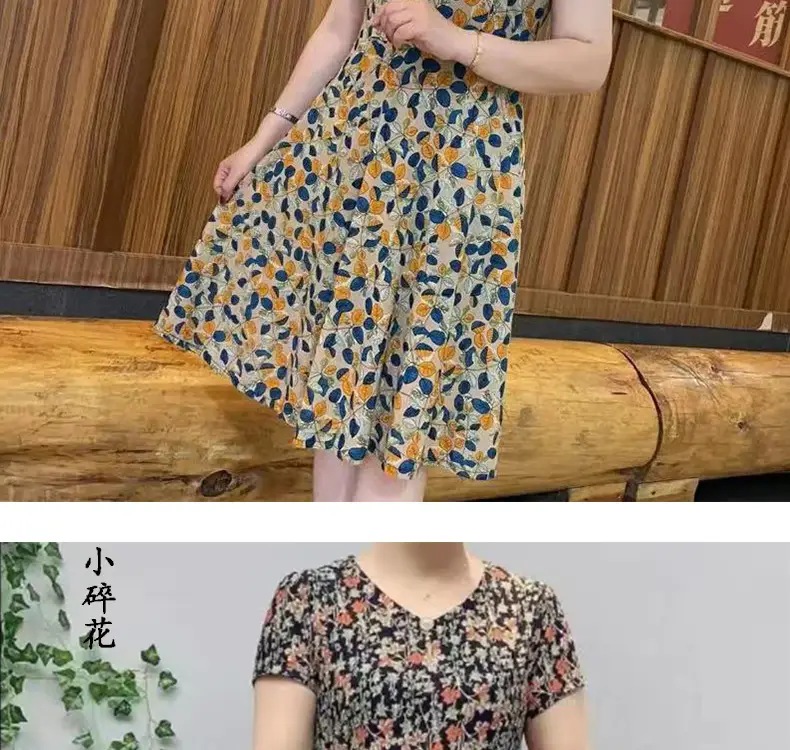 Women's Navy Printed Midi Dress Loose Fit Summer Wear — feature 10
