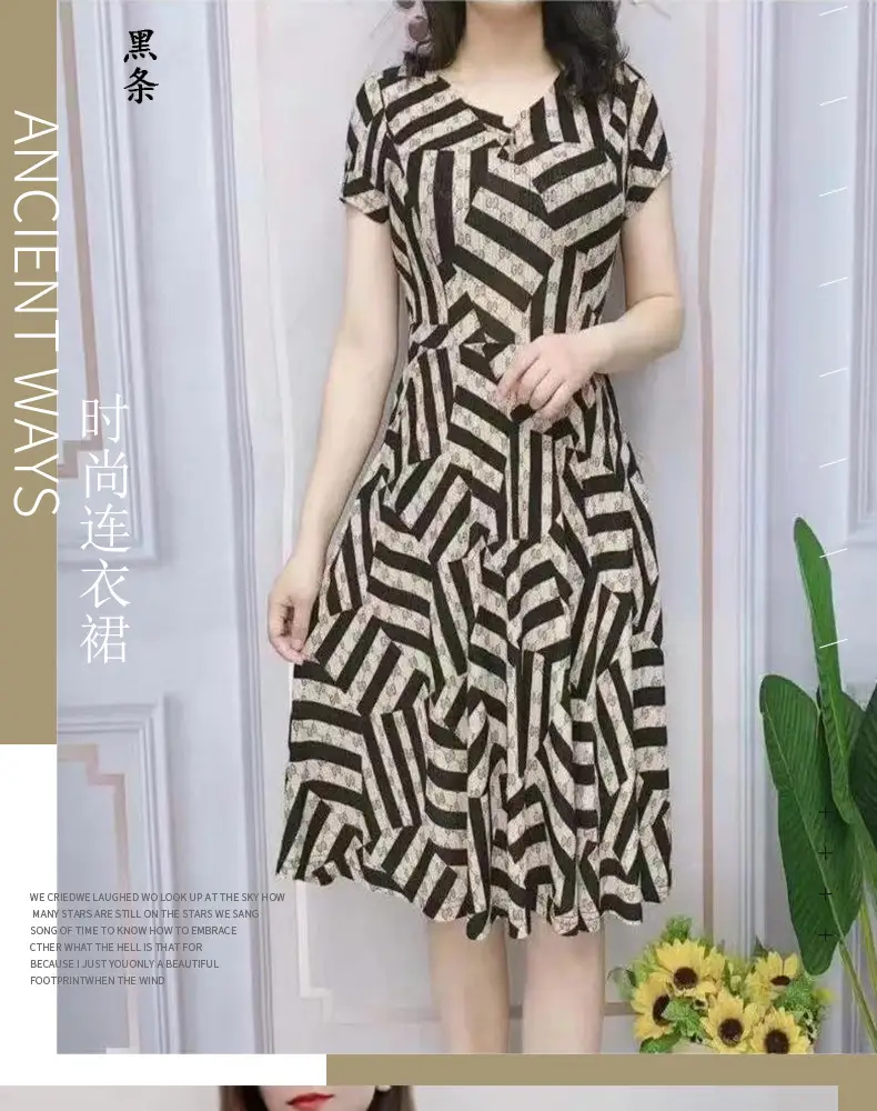 Women's Navy Printed Midi Dress Loose Fit Summer Wear — feature 14