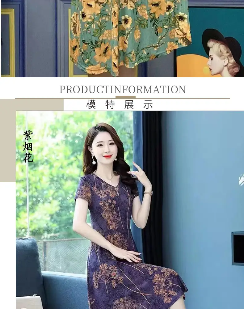 Women's Navy Printed Midi Dress Loose Fit Summer Wear — feature 19