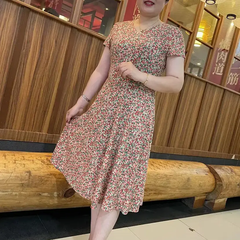 Women's Navy Printed Midi Dress Loose Fit Summer Wear — feature 23