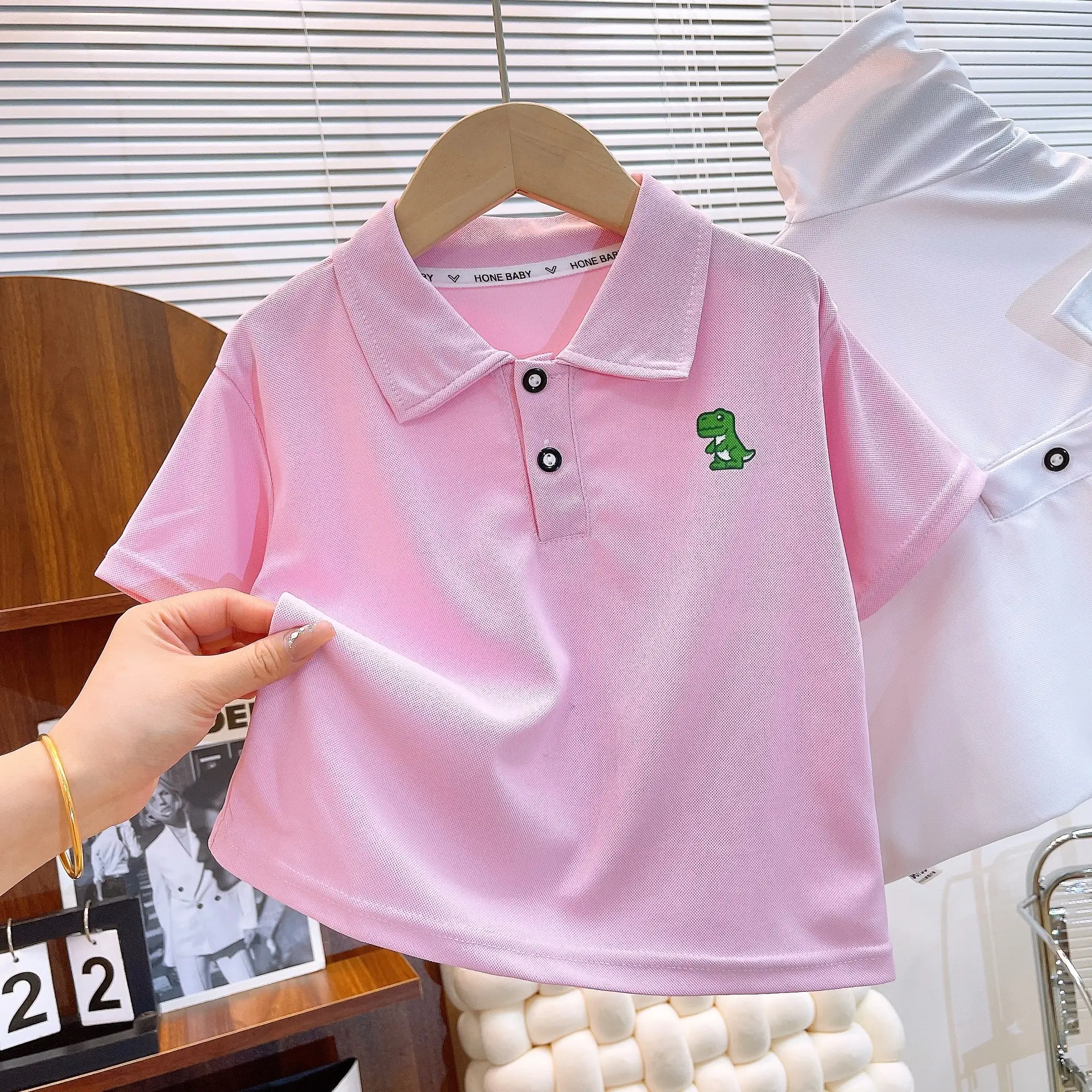 Children's Light Blue Polo Shirt Short Sleeve Summer Wear