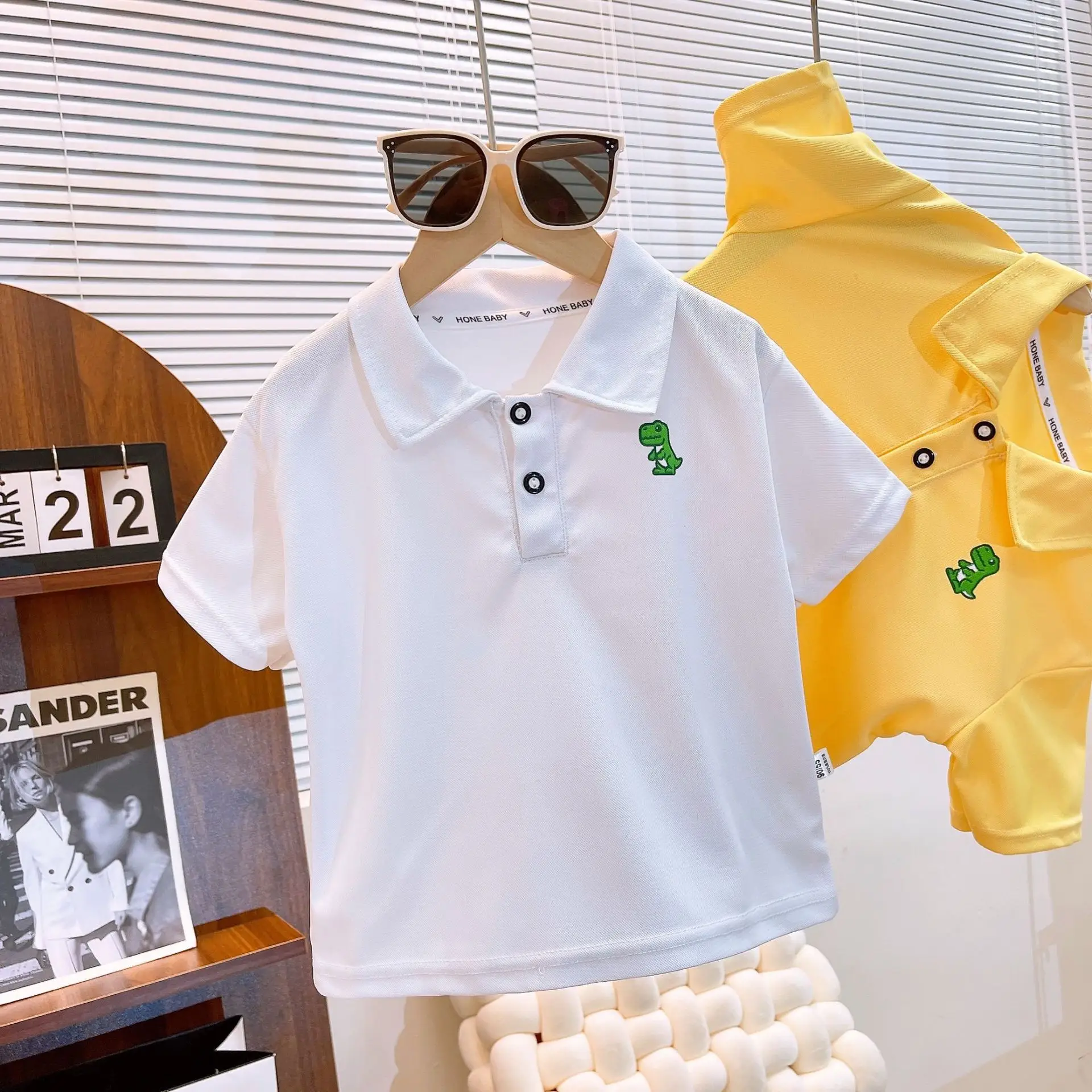 Children's Light Blue Polo Shirt Short Sleeve Summer Wear