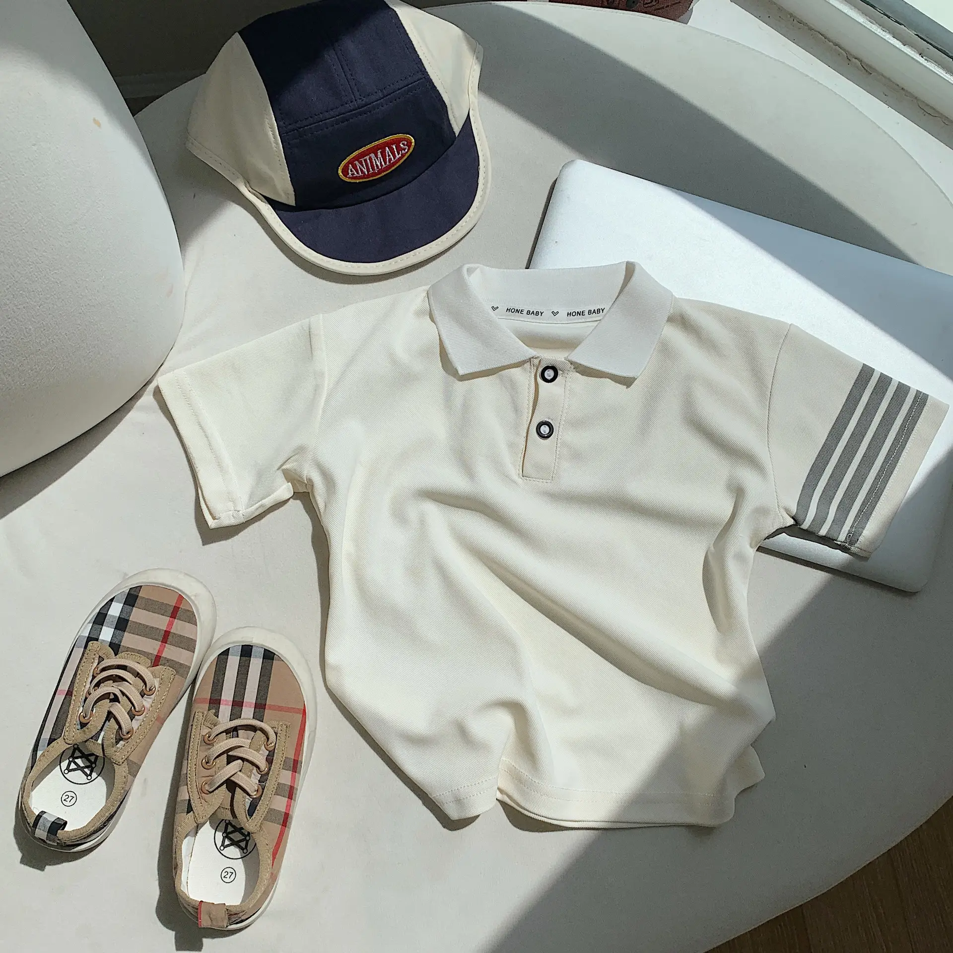 Children's Light Blue Polo Shirt Short Sleeve Summer Wear