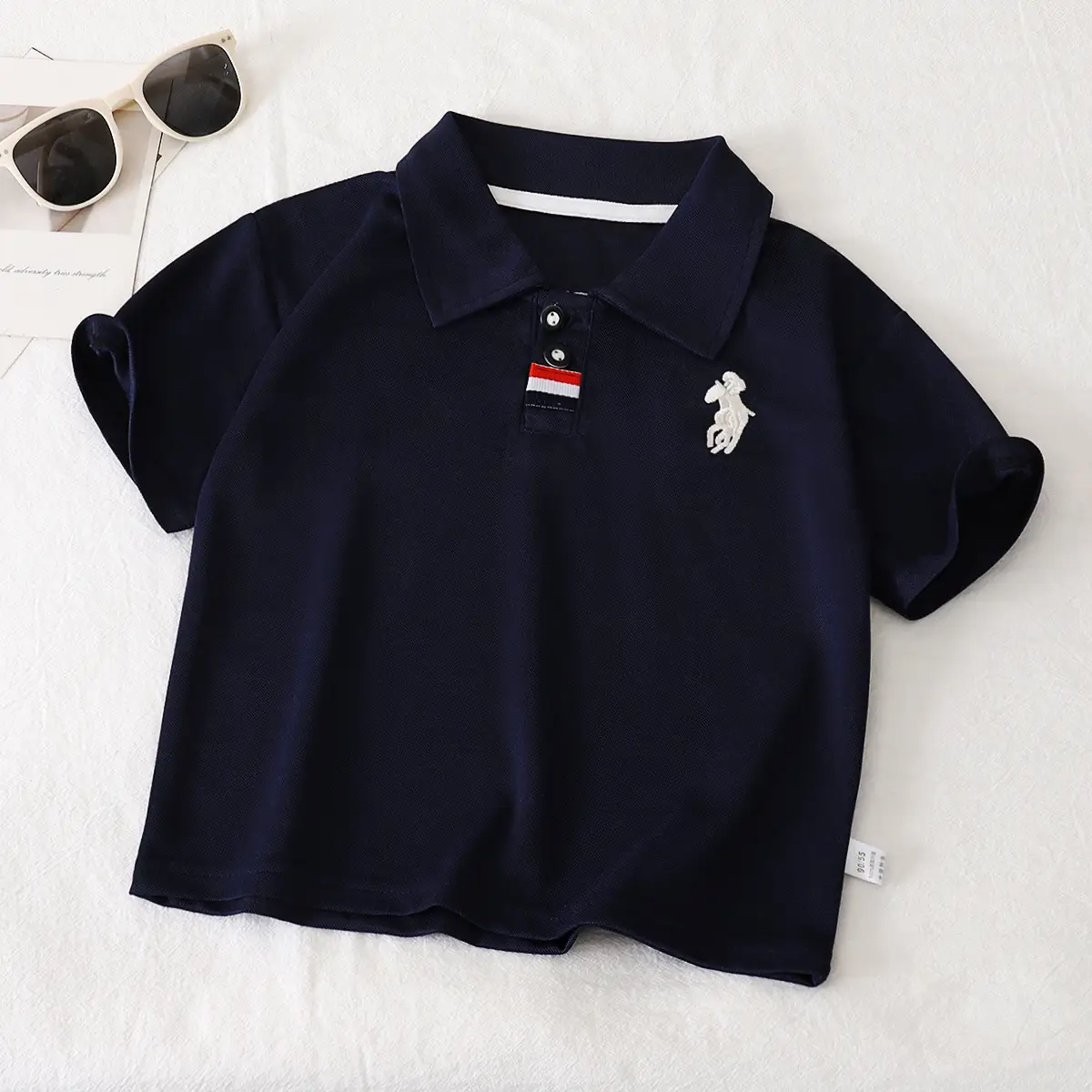Children's Light Blue Polo Shirt Short Sleeve Summer Wear