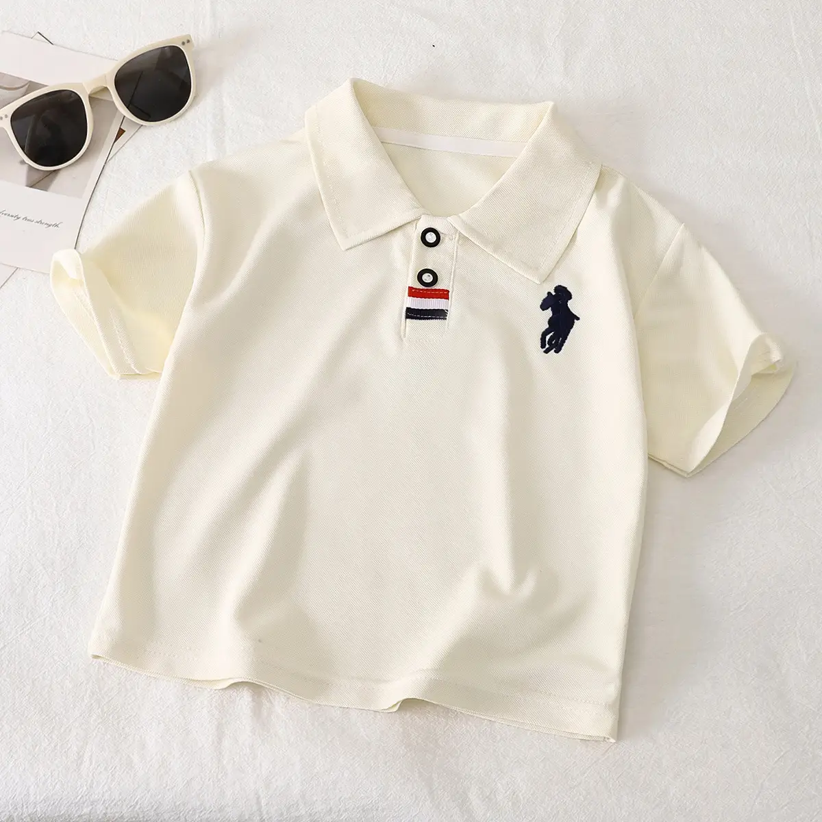 Children's Light Blue Polo Shirt Short Sleeve Summer Wear