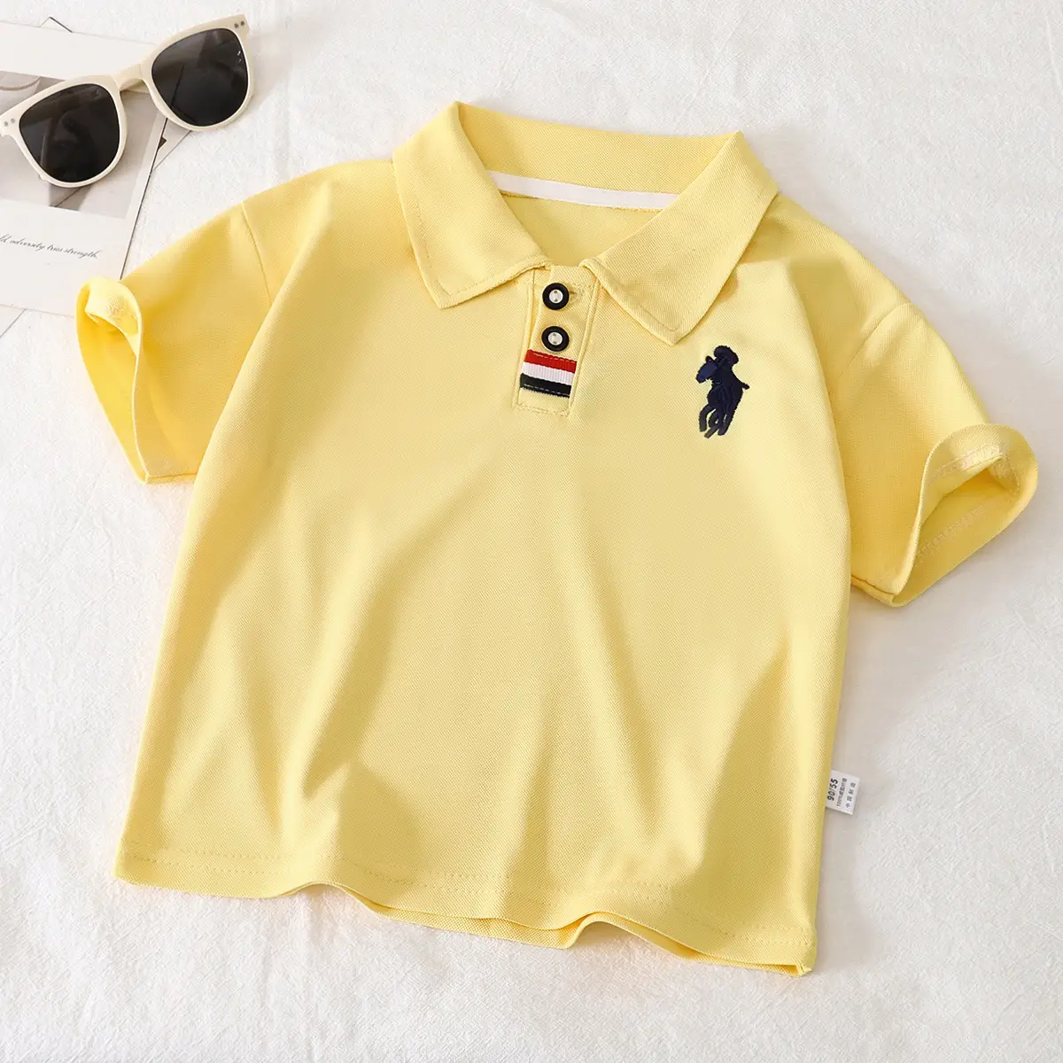 Children's Light Blue Polo Shirt Short Sleeve Summer Wear
