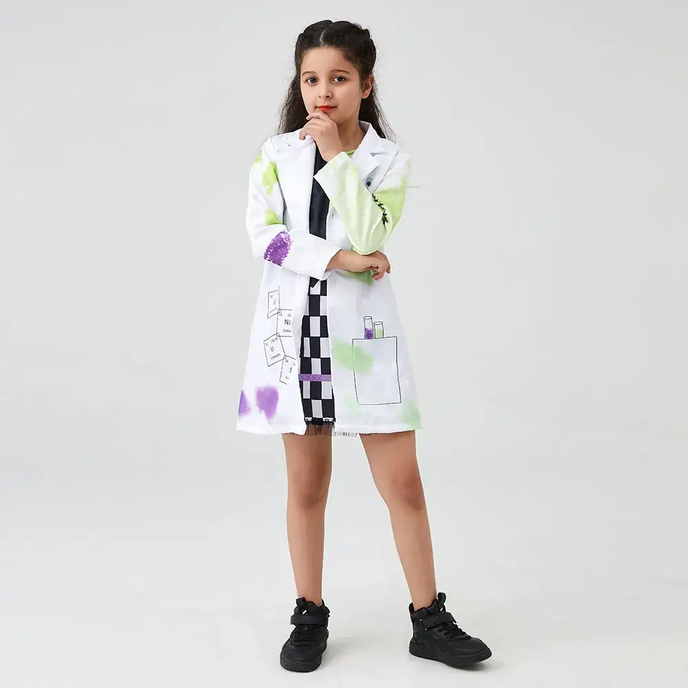Crazy Scientist Kids Halloween Costume Grey Hair Green Blue Tails - Image 4