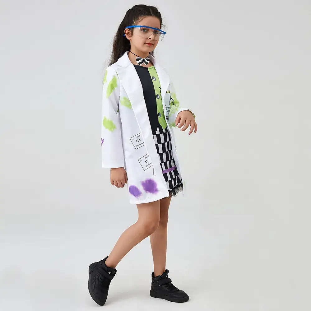 Crazy Scientist Kids Halloween Costume Grey Hair Green Blue Tails - Image 5
