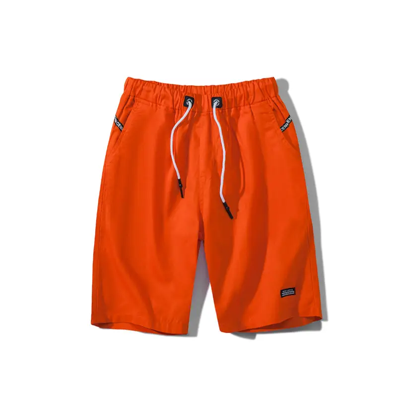 Men Orange Drawstring Shorts Casual Summer Wear - Image 3