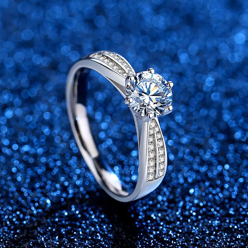 Moissanite Diamond Ring for Men Women Couple Starlight Platinum - Image 3
