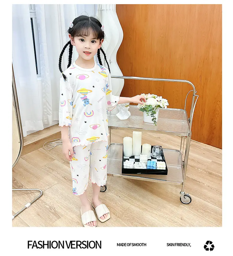 Girls Cropped Pants Modal Pajamas Summer Wear — feature 15