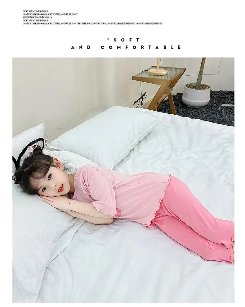 Girls Cropped Pants Modal Pajamas Summer Wear — feature 22