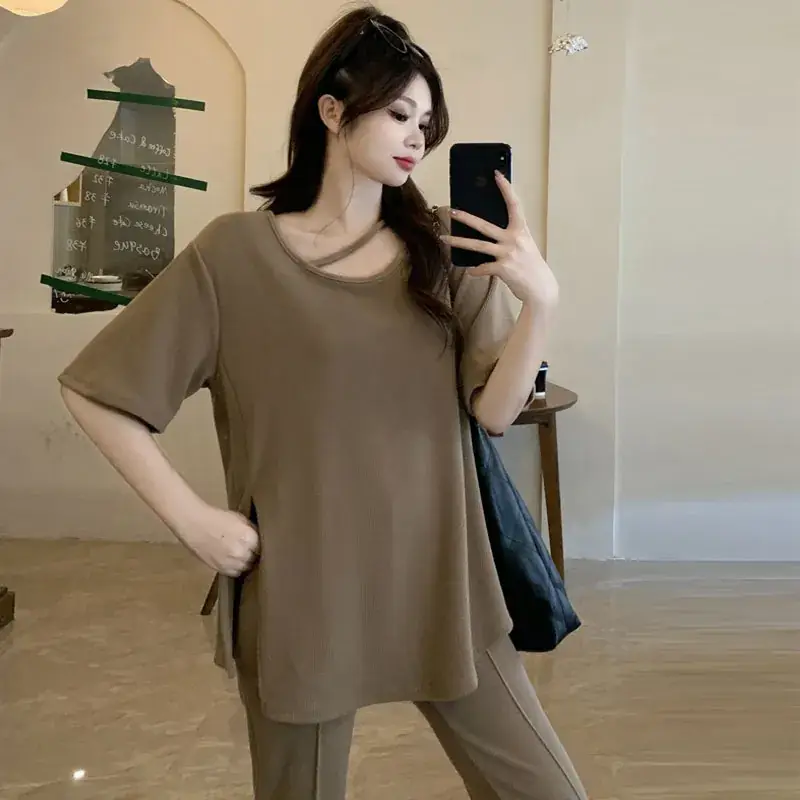 Women's Black Casual Two-Piece Suit Large Size - Image 4