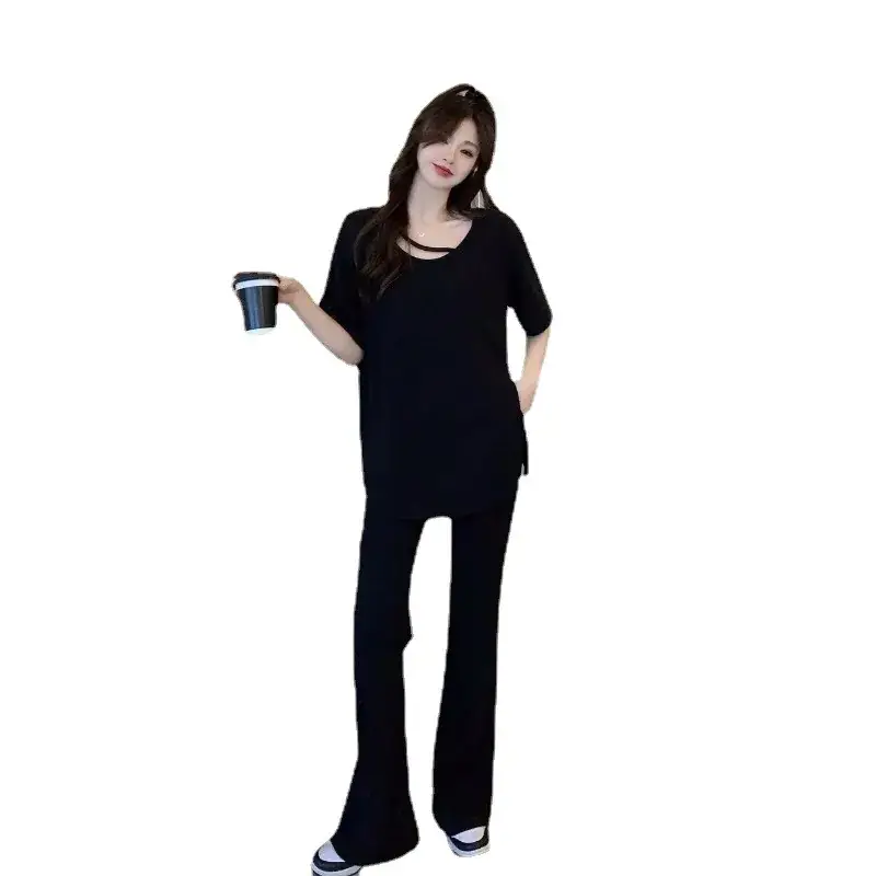 Women's Black Casual Two-Piece Suit Large Size - Image 7