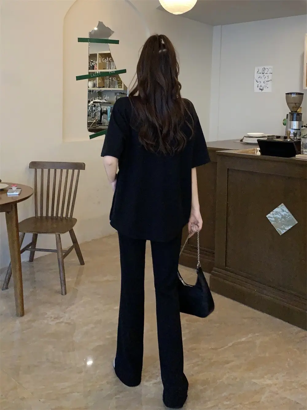 Women's Black Casual Two-Piece Suit Large Size — feature 22