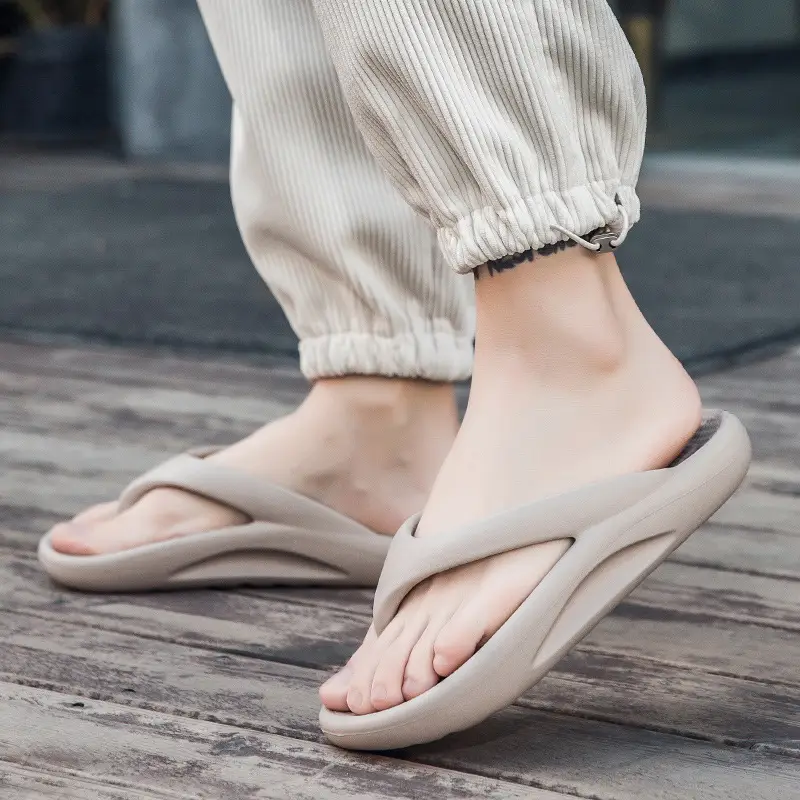 Men's Beige EVA Flip Flops Summer Non-Slip