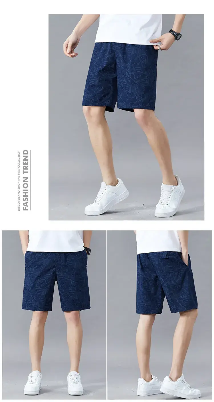 Men Printed Cotton Shorts Red Tropical High Waist — feature 6