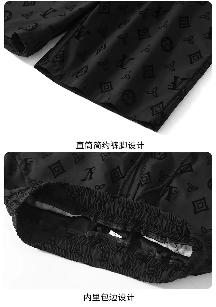 Men Black LV Print Casual Shorts Summer — feature 18