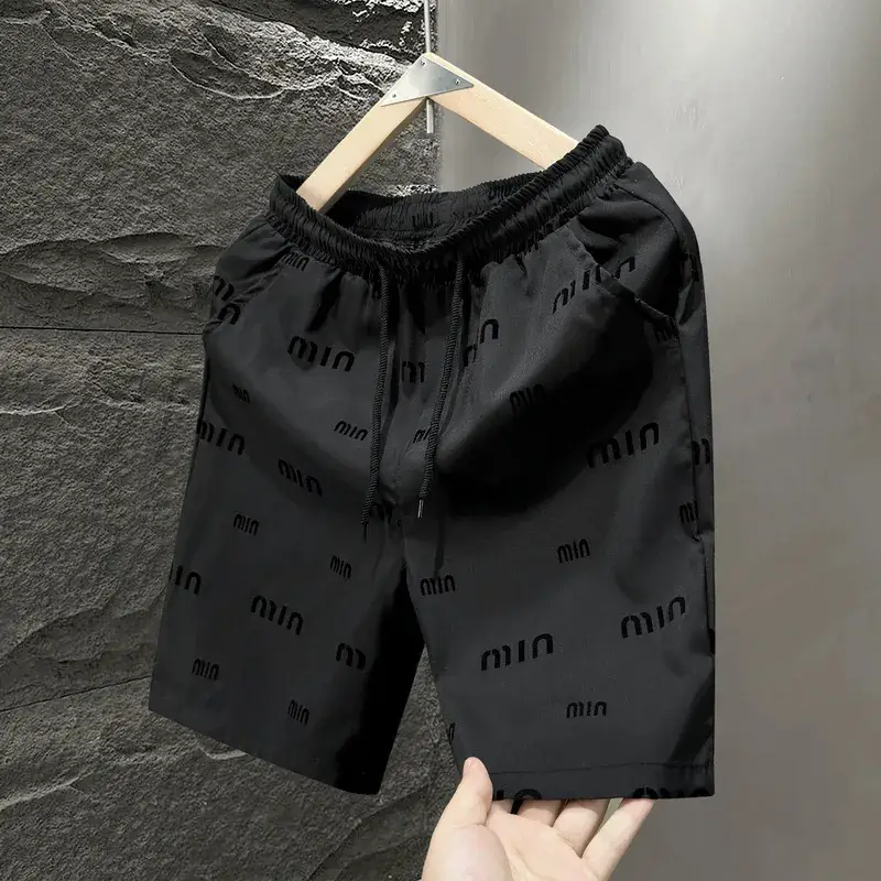 Men Black LV Print Casual Shorts Summer - Image 3