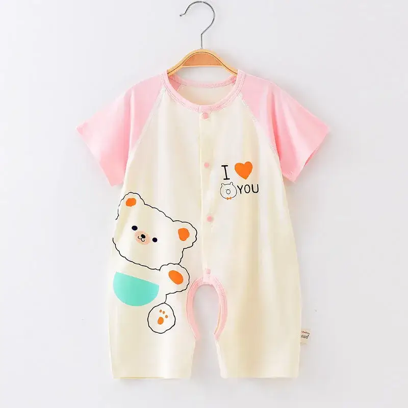 Baby's Pink Love Bear Pajamas Summer Modal Shorts - Image 3