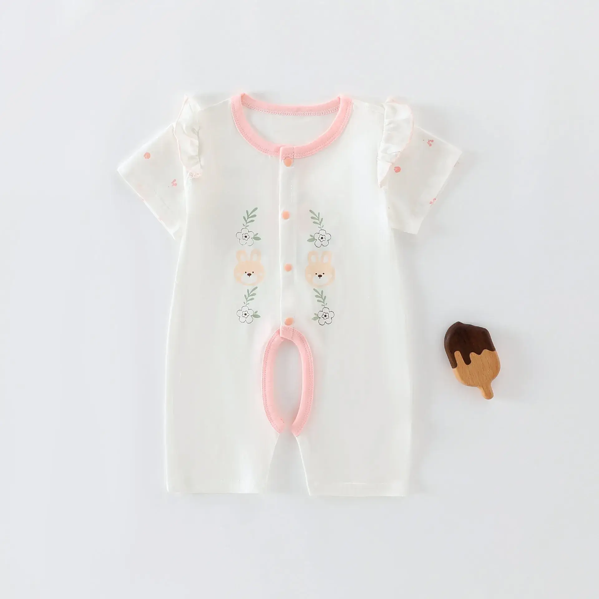 Baby's Pink Love Bear Pajamas Summer Modal Shorts - Image 9