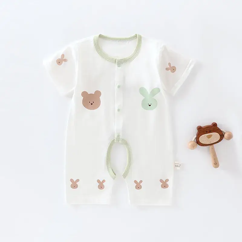 Baby's Pink Love Bear Pajamas Summer Modal Shorts - Image 7