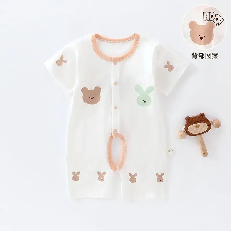 Baby's Pink Love Bear Pajamas Summer Modal Shorts - Image 8