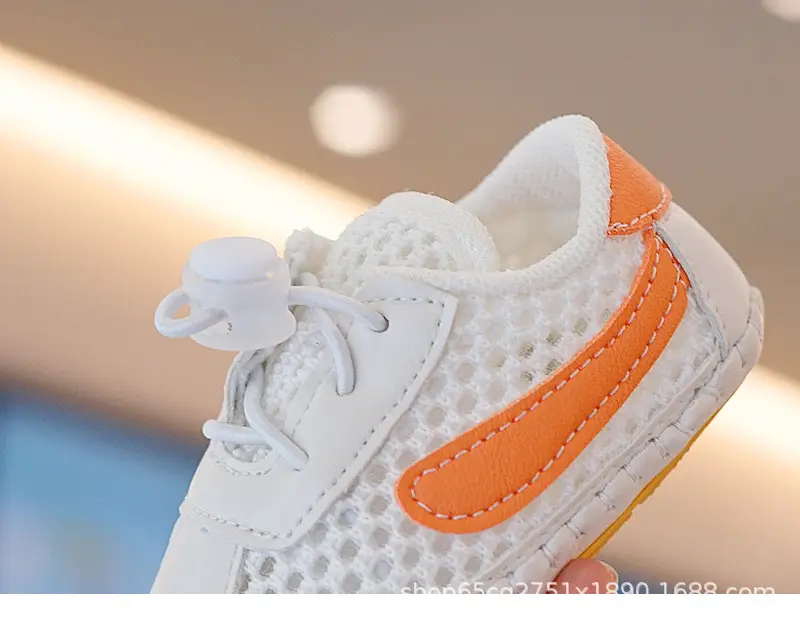 Baby Sandals White Orange Breathable Toddler Shoes — feature 1