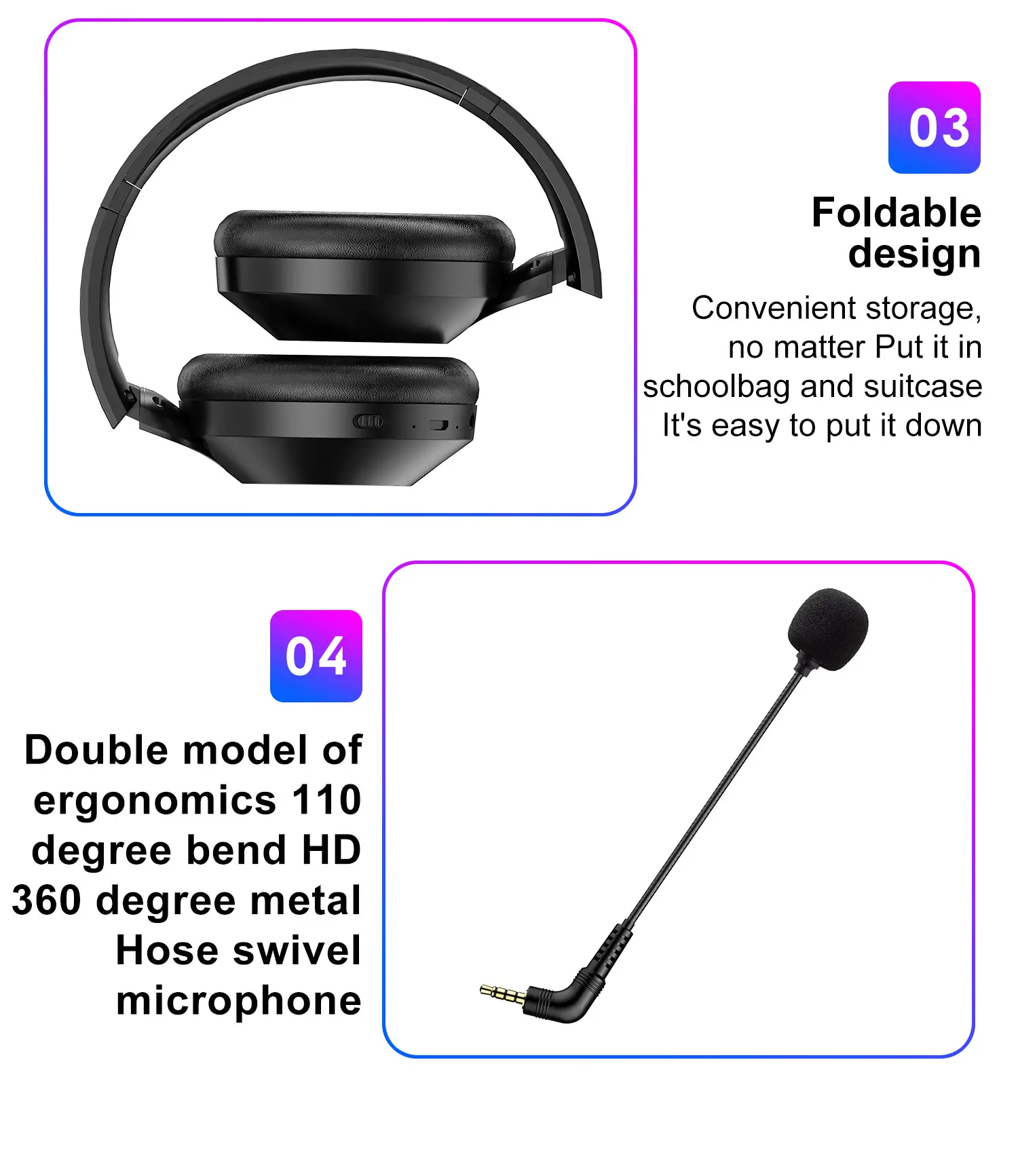 Black Over-Ears Headset with 3.5 Wired Cable — feature 5
