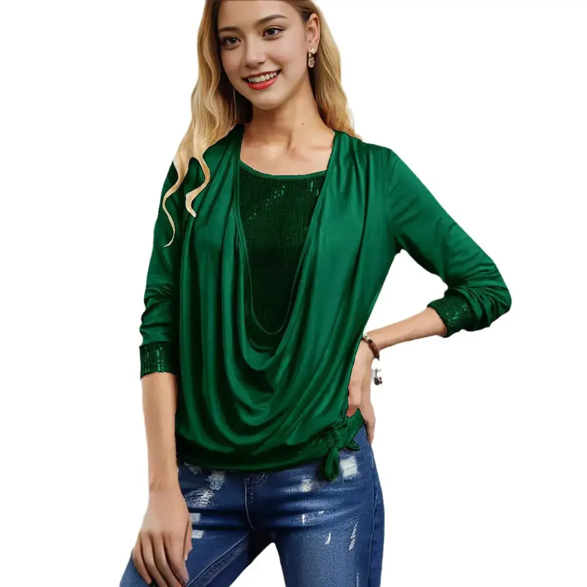 2025 Spring Sequin Long Sleeve Women's Top - Image 13