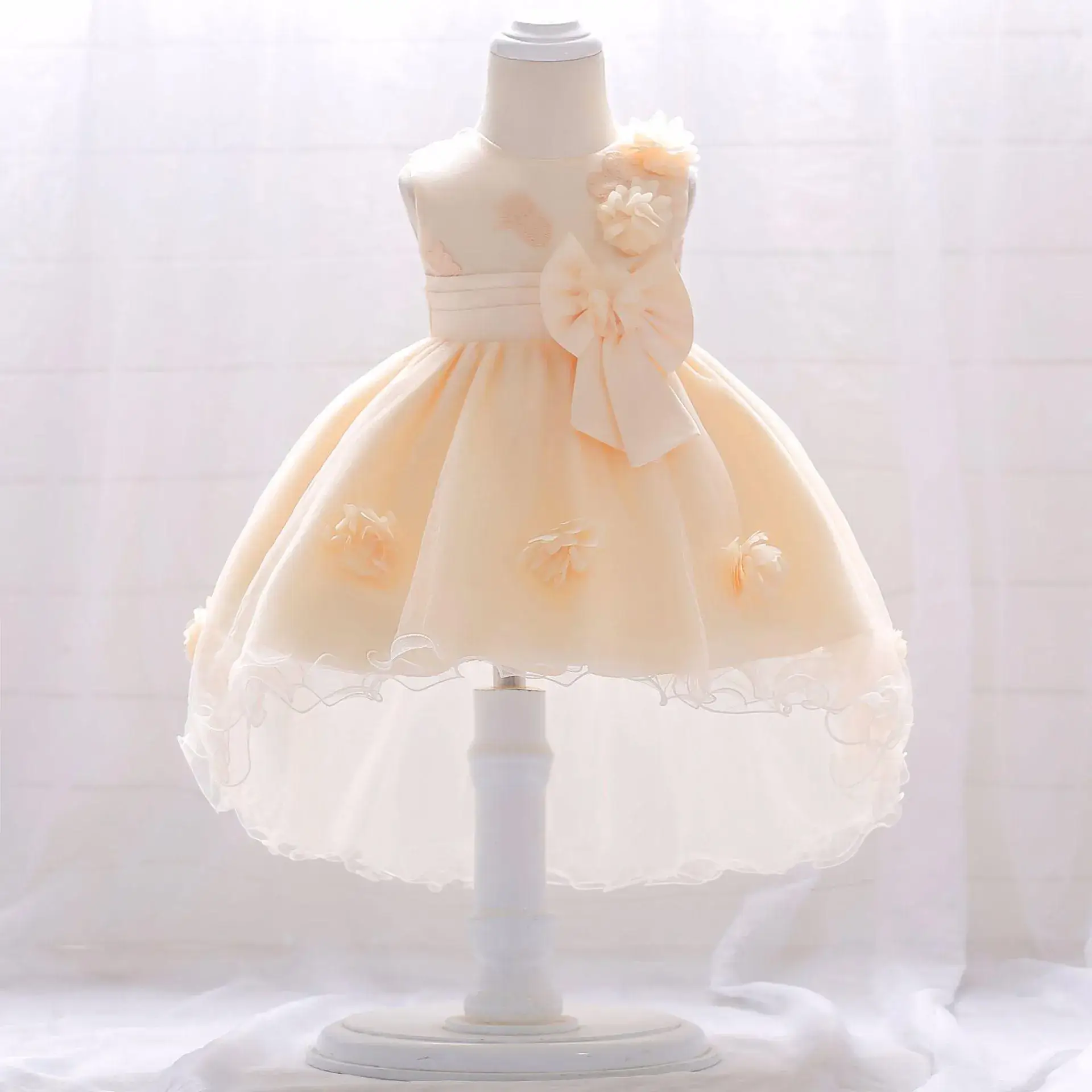 Baby Princess Dress Cream Floral Puffy 1 Year Old - Image 5