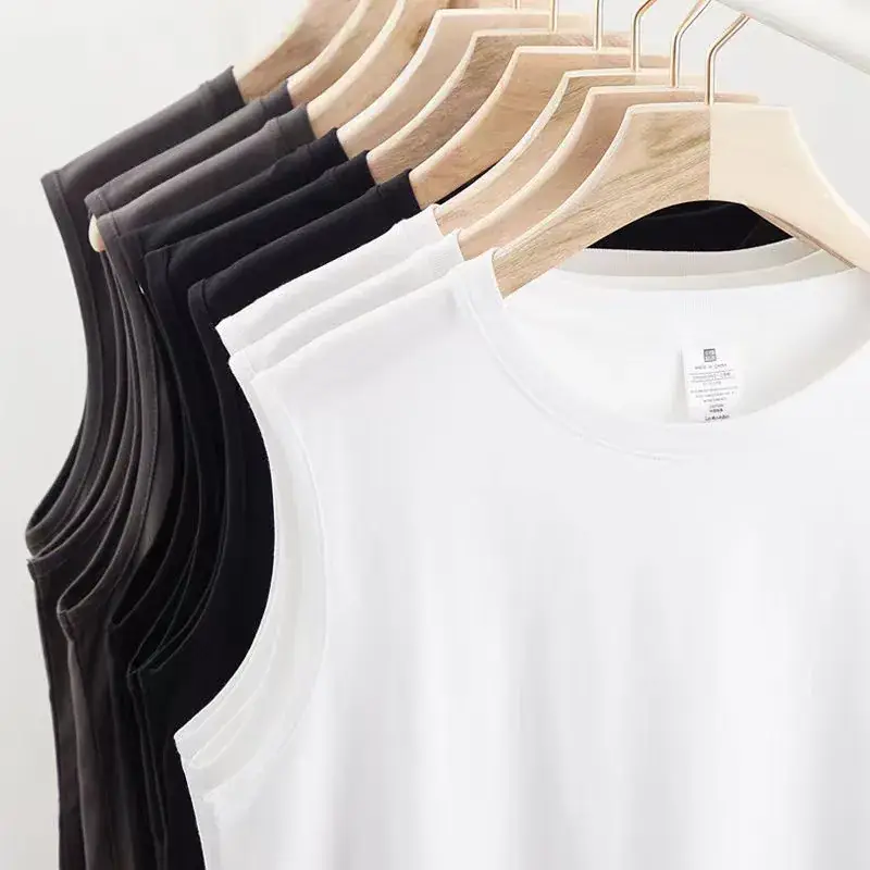 2023 Men's White Sleeveless T-Shirt Summer Vest - Image 5