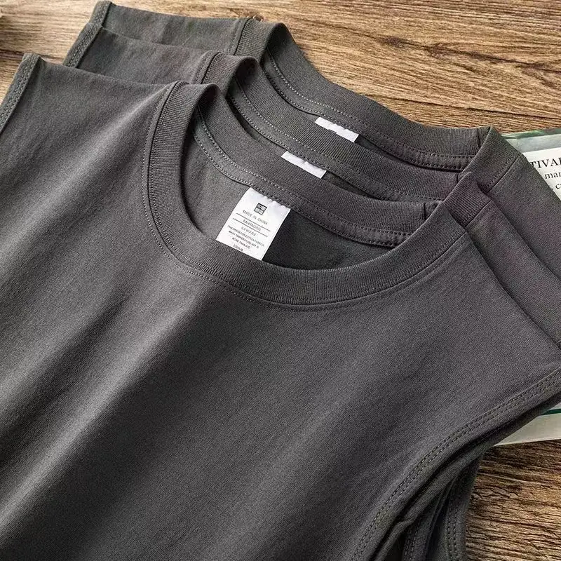 2023 Men's White Sleeveless T-Shirt Summer Vest — feature 13
