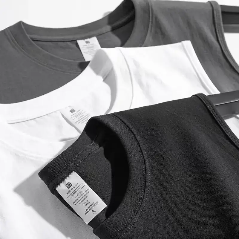 2023 Men's White Sleeveless T-Shirt Summer Vest — feature 14