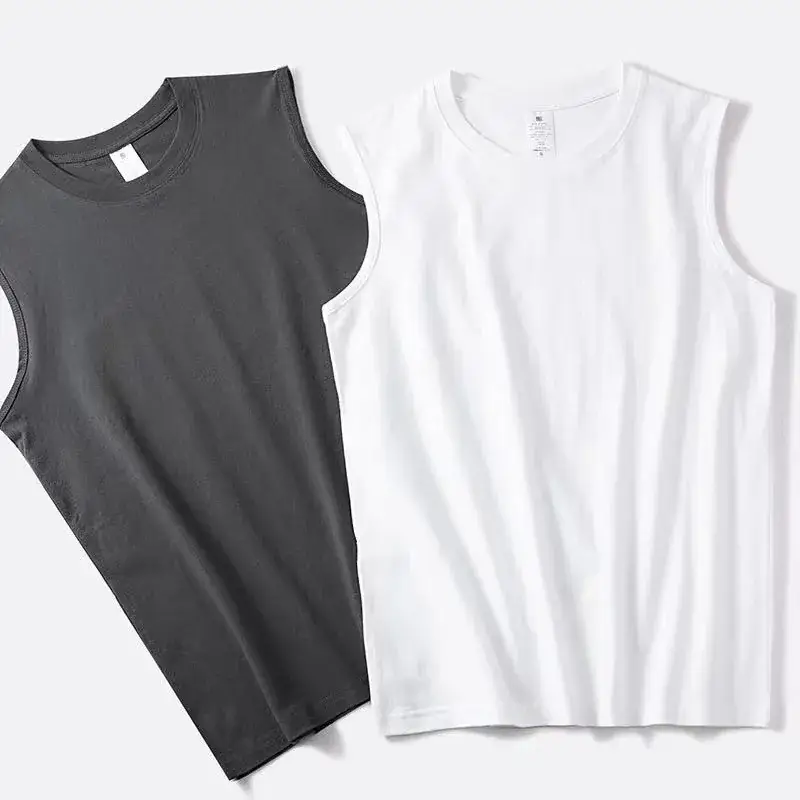 2023 Men's White Sleeveless T-Shirt Summer Vest — feature 18