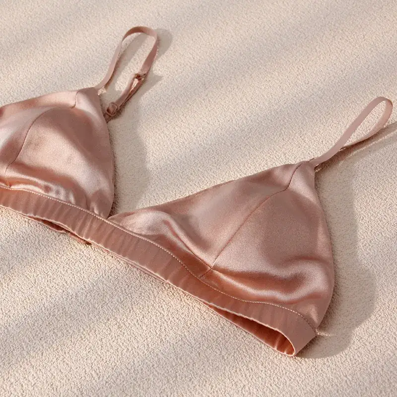 Silk Underwear Thin Strap Mulberry Silk French No Steel Ring Triangle Cup Small Chest